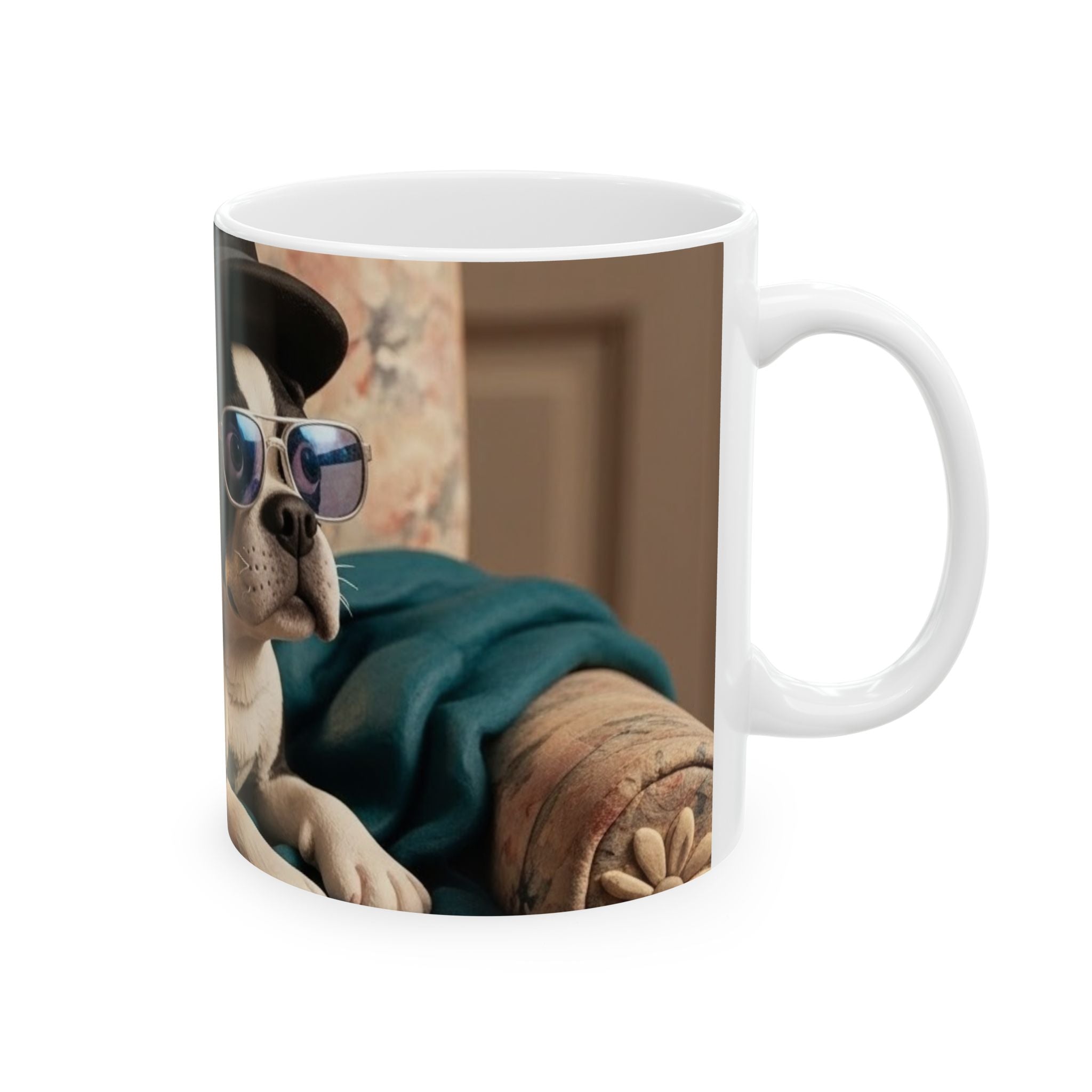 Cool boxer Top Hat & Sunglasses Ceramic Coffee Cup (11oz, 15oz)