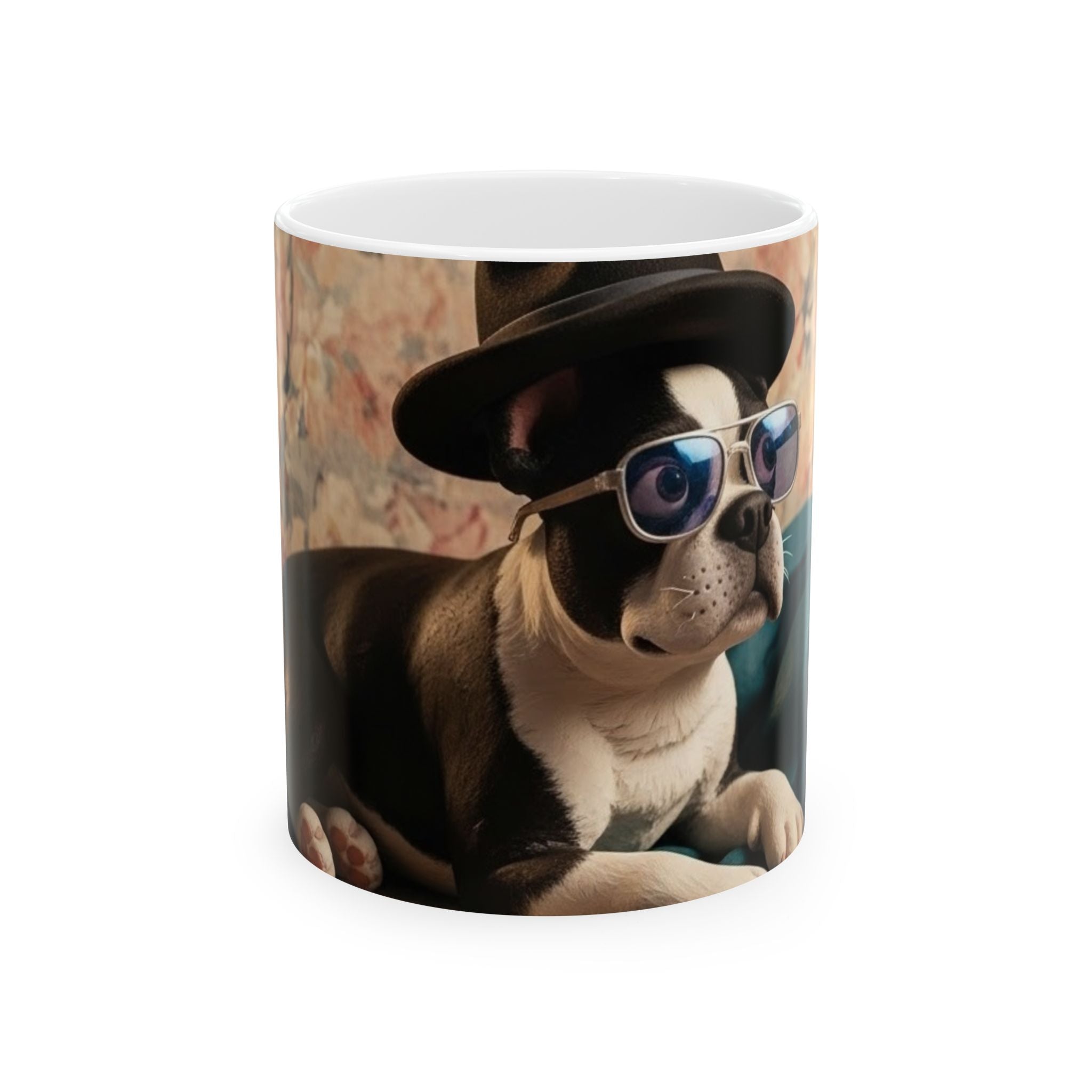 Cool boxer Top Hat & Sunglasses Ceramic Coffee Cup (11oz, 15oz)